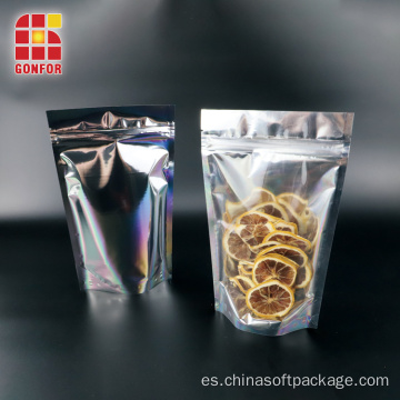 Ninguna bolsa de comida impresa Mylar Foil Stand Up Pouch con Ziplock